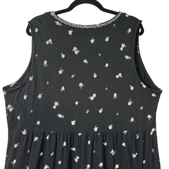 J. Jill black scattered daisy print with embroidery sleeveless maxi dress 2X - Picture 5 of 12
